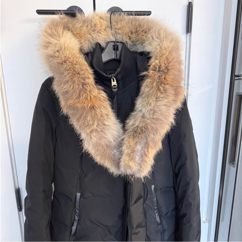 Mackage Black Coat with Fur Trim